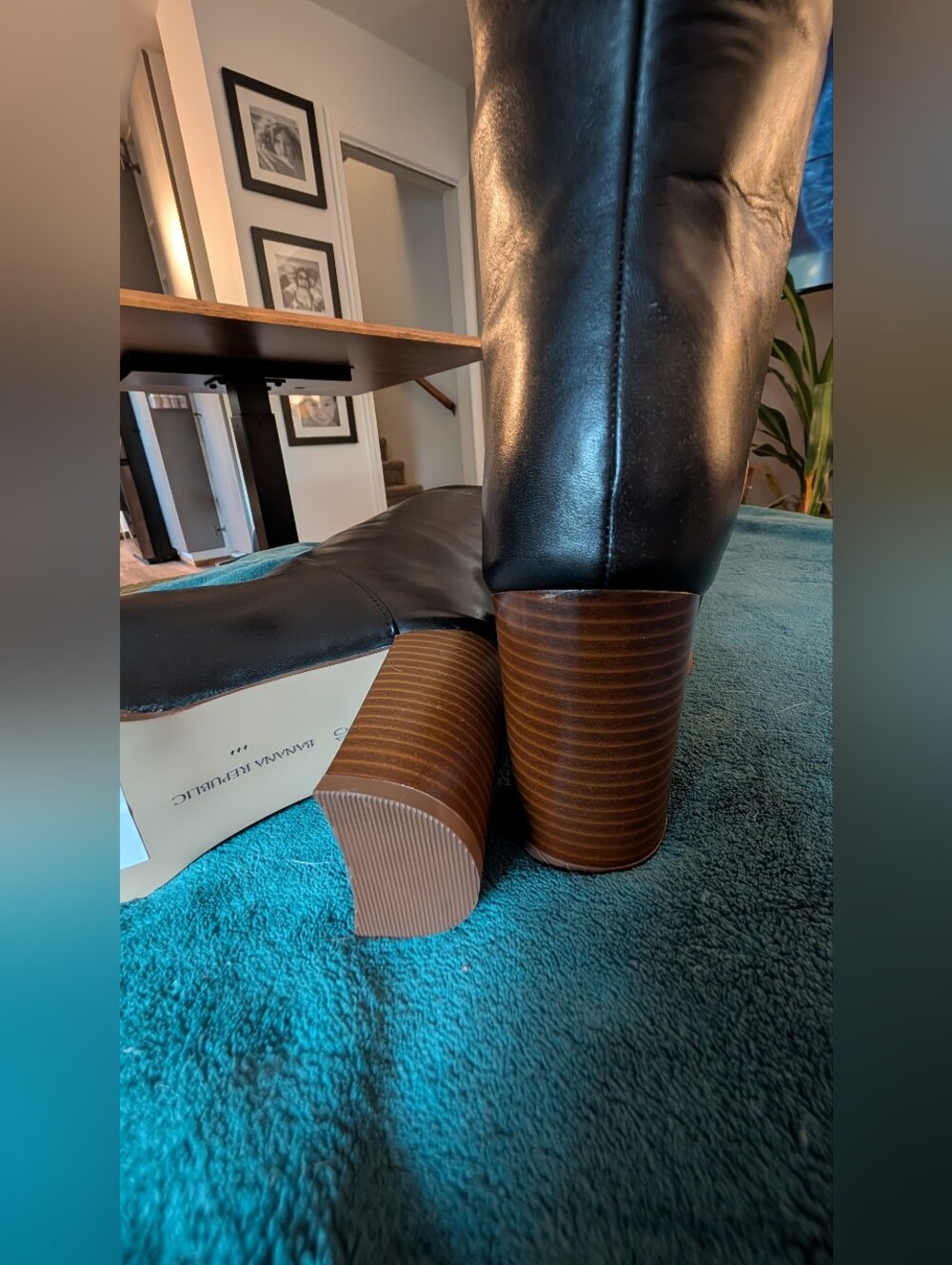 Banana Republic Black Leather Over-the-Knee Block Heel Boots - Picture 5 of 9